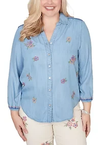 Women's Beachcomber Floral Embroidery Top