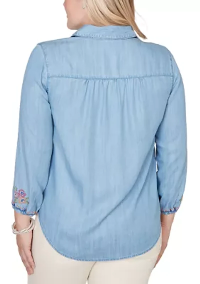 Women's Beachcomber Floral Embroidery Top