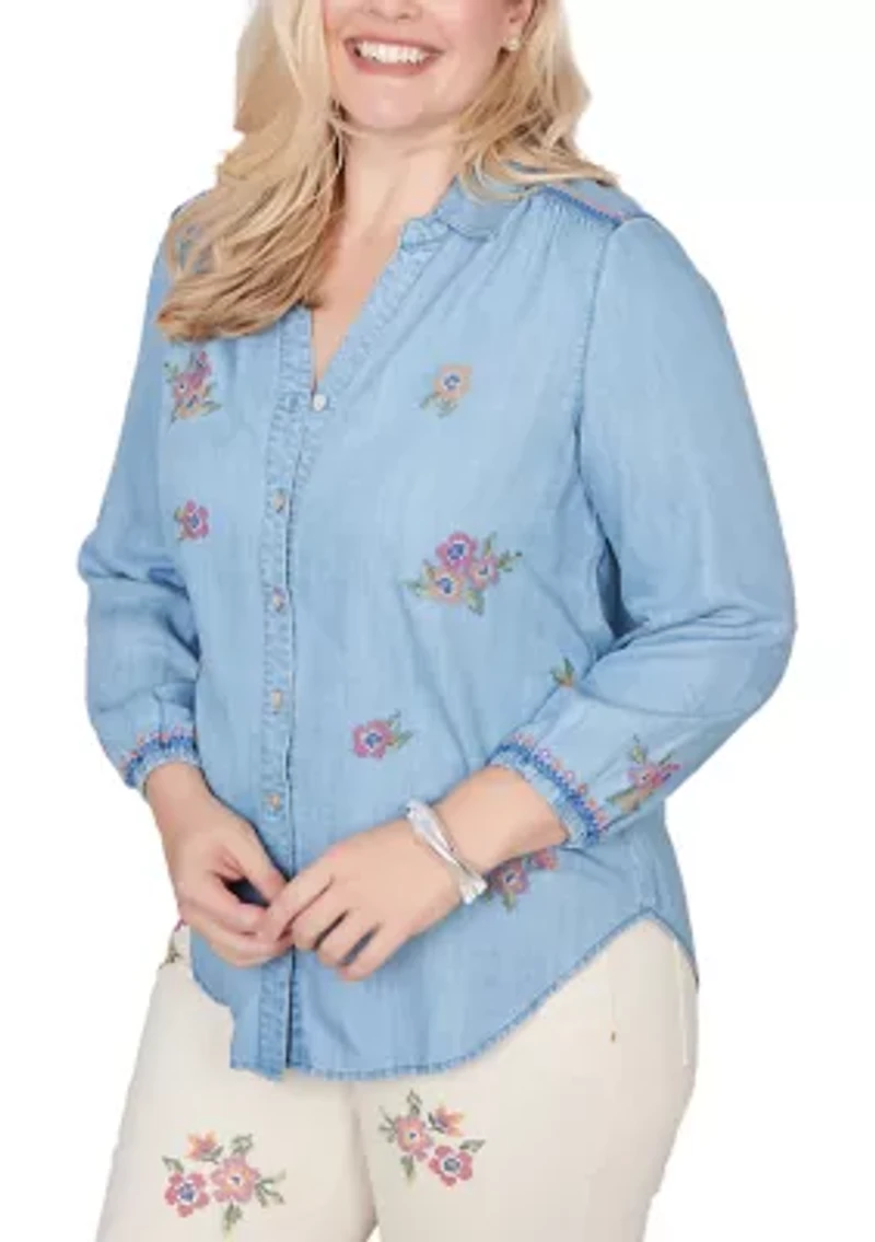 Women's Beachcomber Floral Embroidery Top