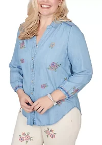 Women's Beachcomber Floral Embroidery Top