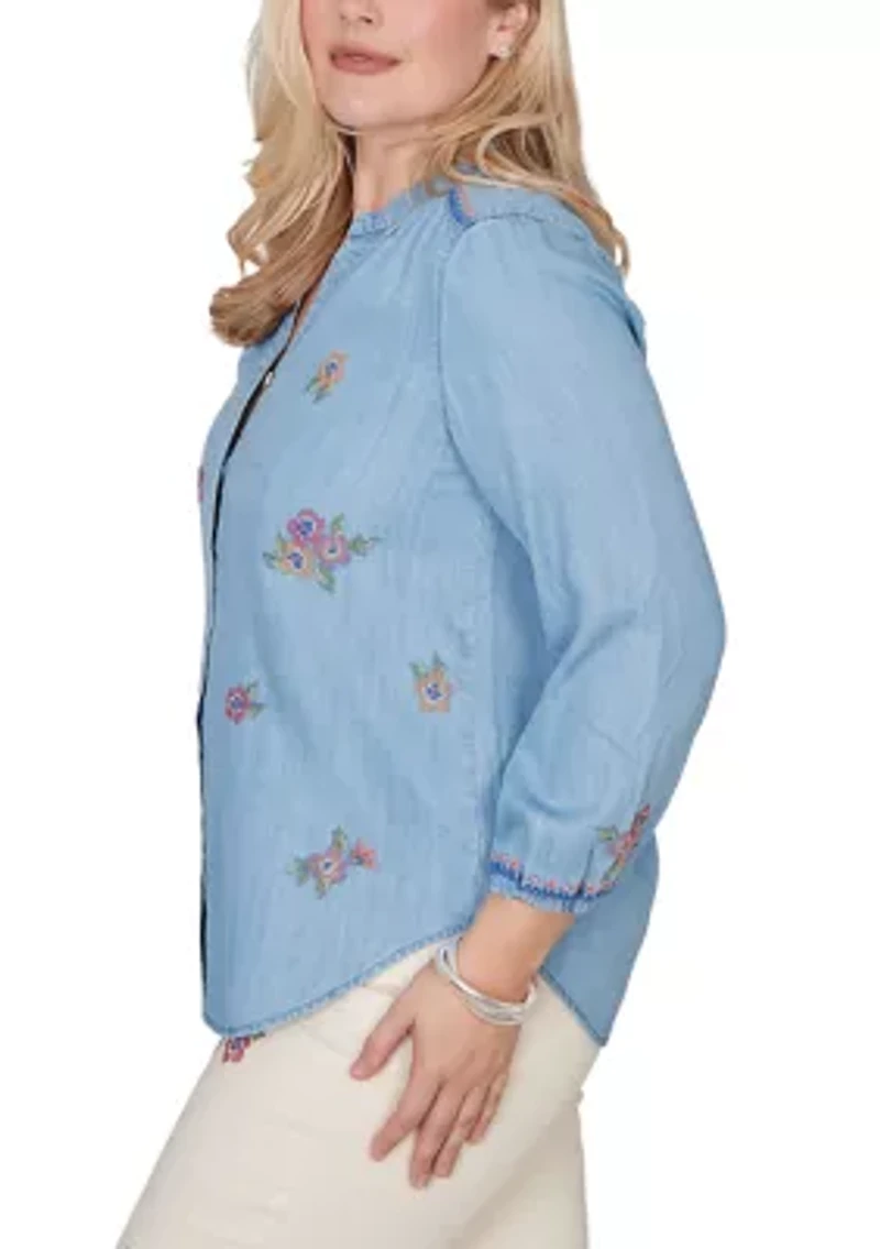 Women's Beachcomber Floral Embroidery Top
