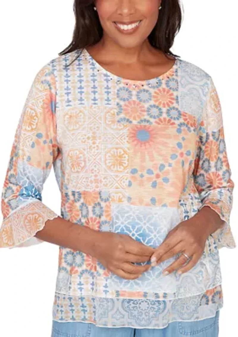 Women's Beachcomber Medallion Patchwork Top