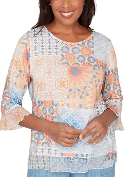 Women's Beachcomber Medallion Patchwork Top