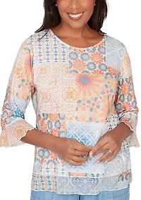 Women's Beachcomber Medallion Patchwork Top