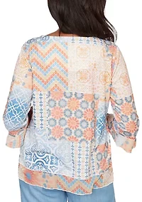 Women's Beachcomber Medallion Patchwork Top