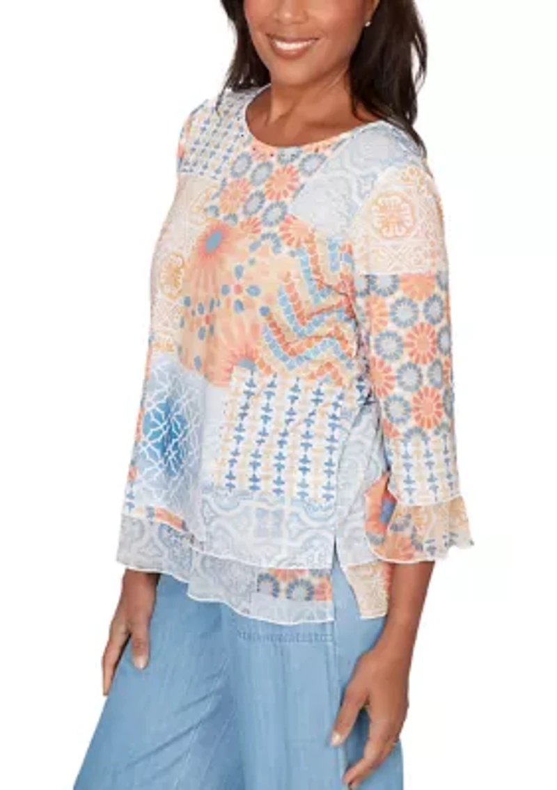 Women's Beachcomber Medallion Patchwork Top
