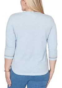 Women's Beachcomber Palm Tree Beach Embroidery Top