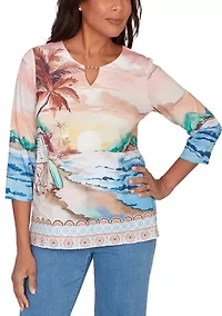 Women's Beachcomber Sunset Beach Scene Top