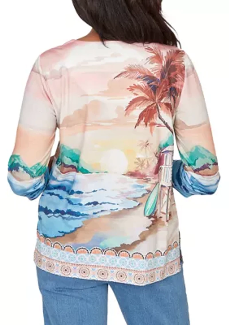 Women's Beachcomber Sunset Beach Scene Top