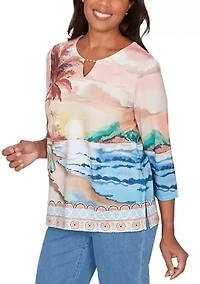 Women's Beachcomber Sunset Beach Scene Top