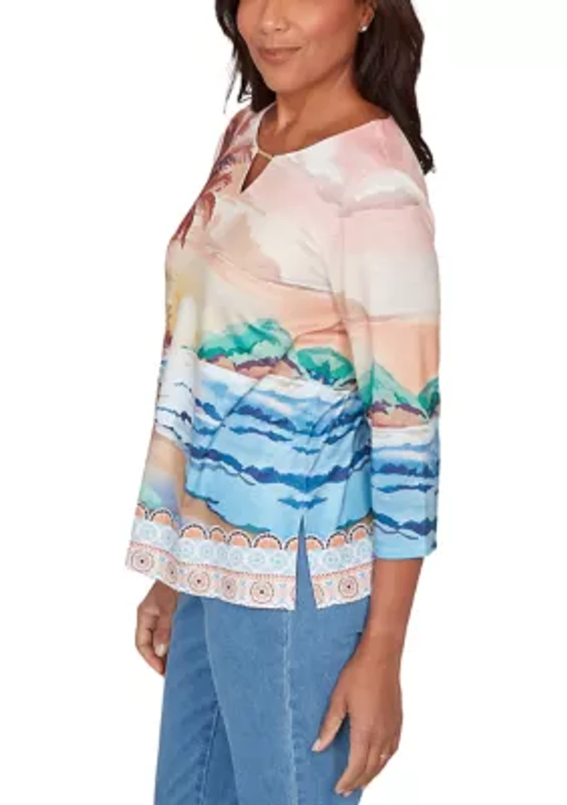 Women's Beachcomber Sunset Beach Scene Top