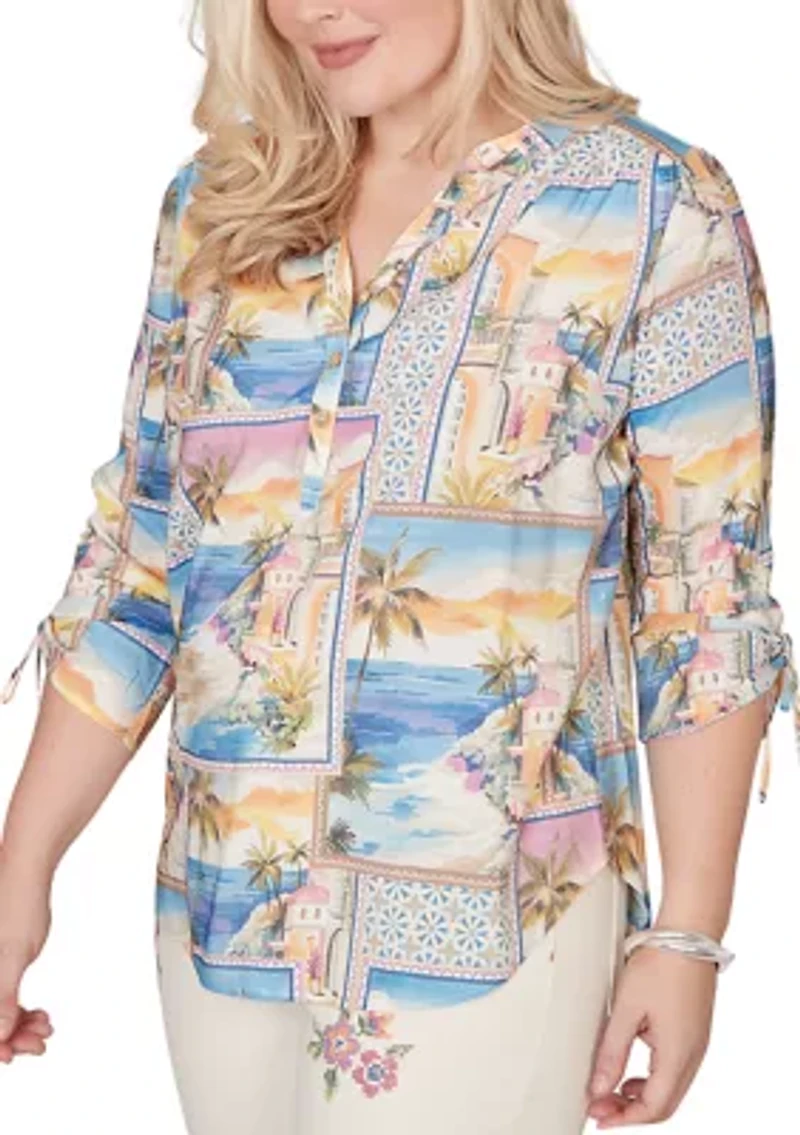Petite Beachcomber Postcard Print Top