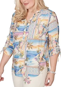 Petite Beachcomber Postcard Print Top