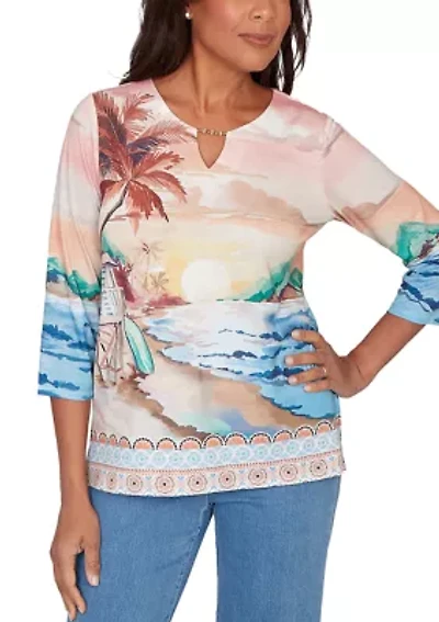 Petite Beachcomber Sunset Beach Scene Top