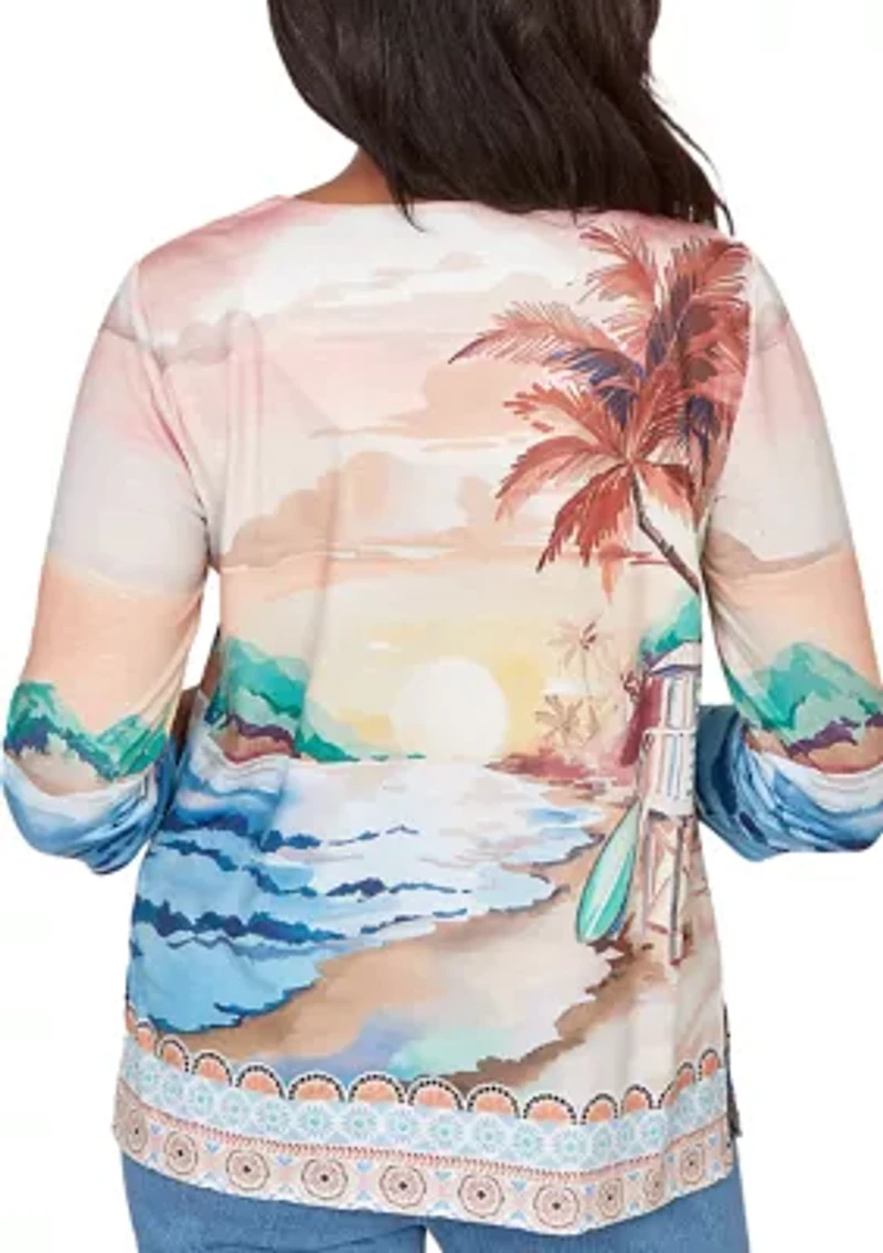 Petite Beachcomber Sunset Beach Scene Top