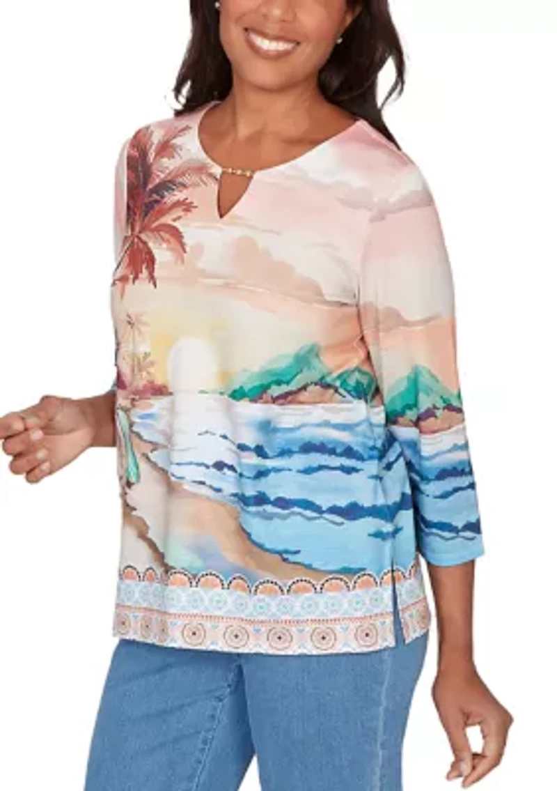 Petite Beachcomber Sunset Beach Scene Top