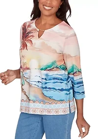 Petite Beachcomber Sunset Beach Scene Top