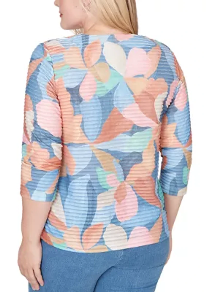 Petite Beachcomber Abstract Floral V-Neck Top