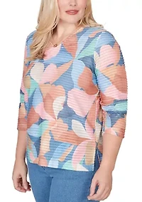 Petite Beachcomber Abstract Floral V-Neck Top