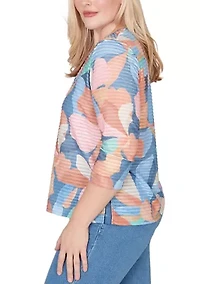 Petite Beachcomber Abstract Floral V-Neck Top