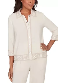 Women's Natural Wonder Crochet Trim Jacket