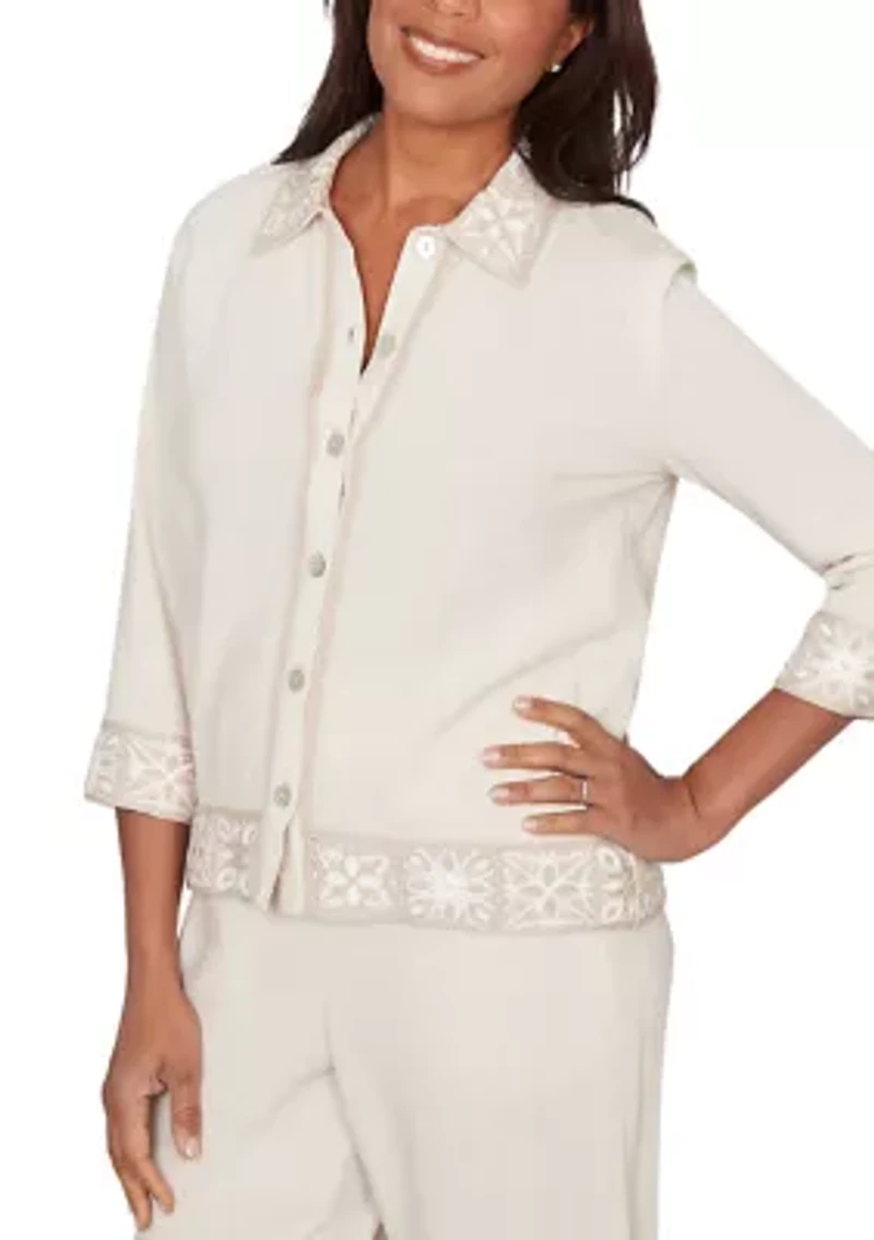 Women's Natural Wonder Crochet Trim Jacket