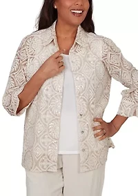 Women's Wonder Medallion Sequin Two For One Top