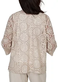 Women's Wonder Medallion Sequin Two For One Top