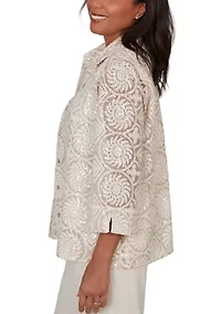 Women's Wonder Medallion Sequin Two For One Top