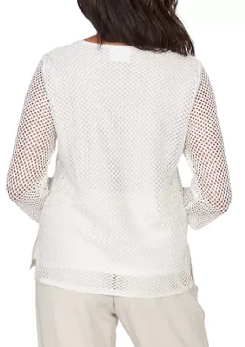 Women's Natural Wonder Sequin Mesh Flower Top