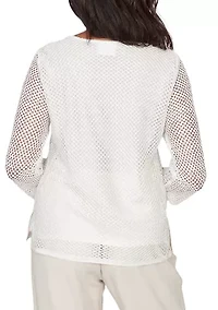 Women's Natural Wonder Sequin Mesh Flower Top