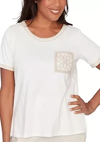 Women's Natural Wonder Crochet Pocket T-Shirt