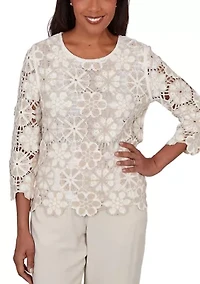 Women's Natural Wonder Floral Crochet Top