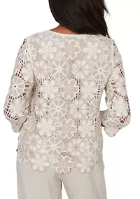 Women's Natural Wonder Floral Crochet Top