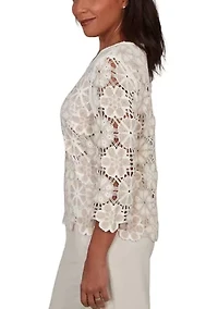 Women's Natural Wonder Floral Crochet Top