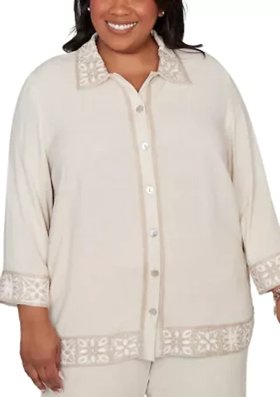 Plus Natural Wonder Crochet Trim Jacket