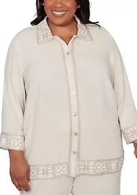 Plus Natural Wonder Crochet Trim Jacket