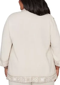 Plus Natural Wonder Crochet Trim Jacket