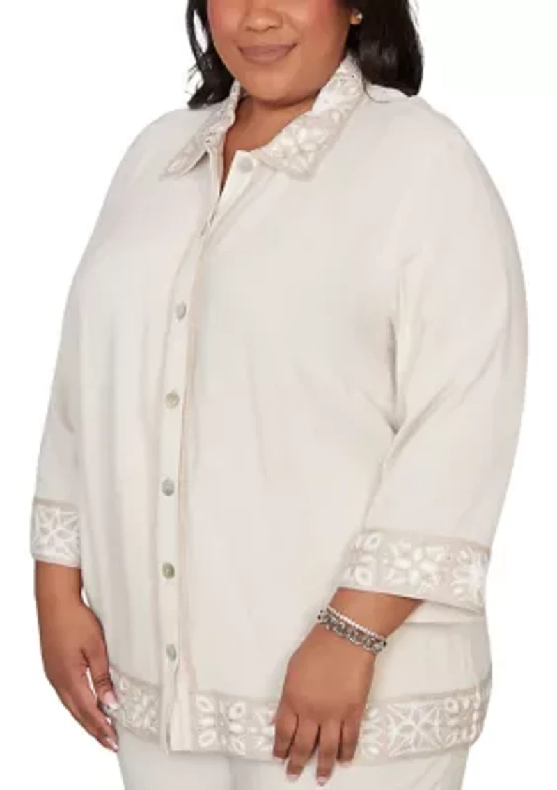 Plus Natural Wonder Crochet Trim Jacket