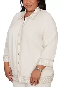 Plus Natural Wonder Crochet Trim Jacket