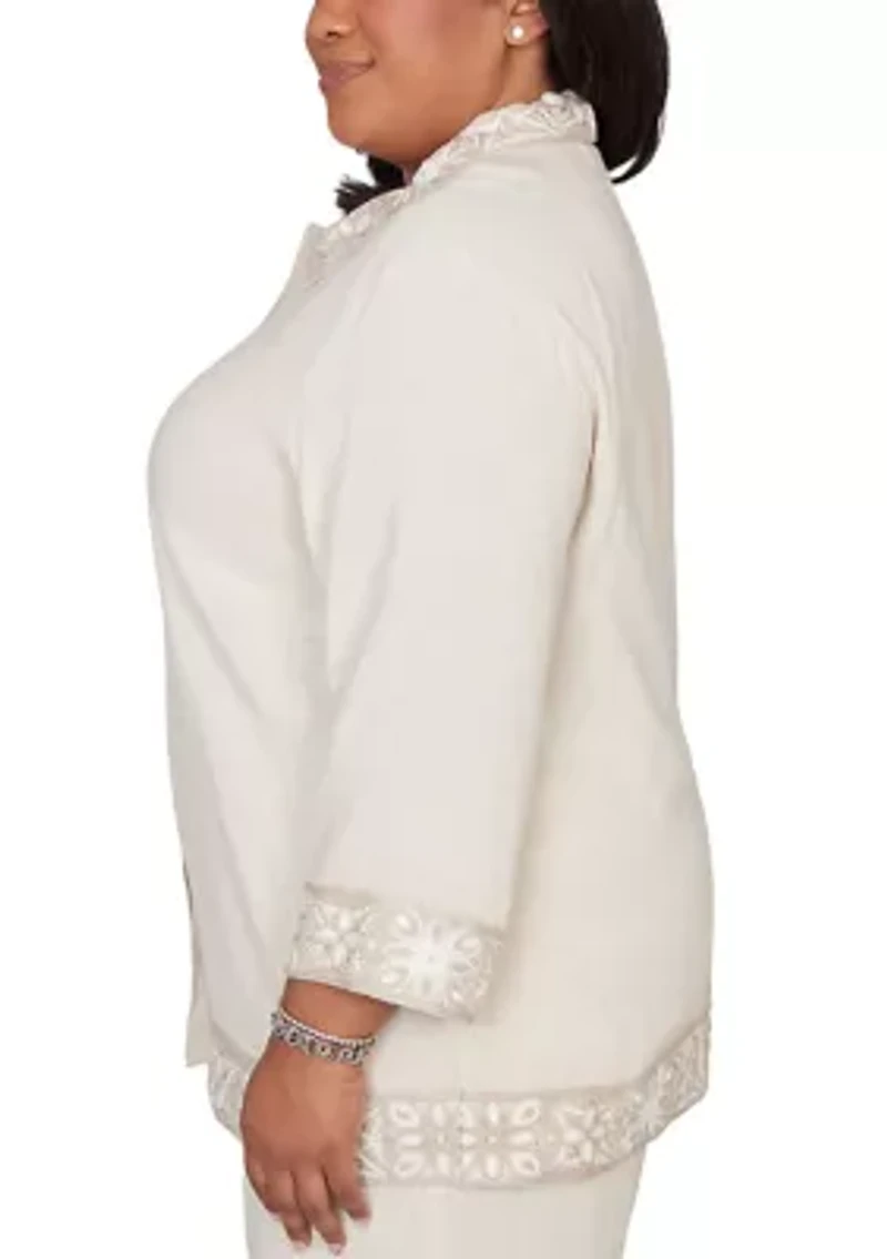 Plus Natural Wonder Crochet Trim Jacket