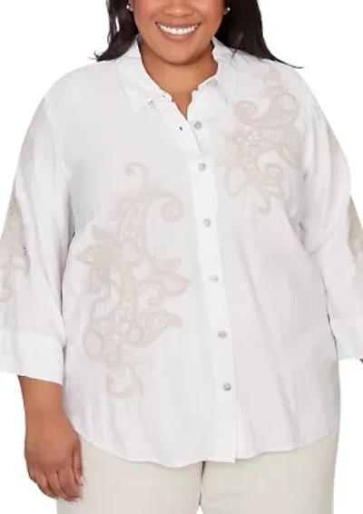 Plus Natural Wonder Soutache Scroll Shirt