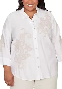 Plus Natural Wonder Soutache Scroll Shirt