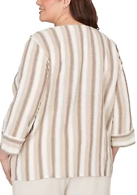 Plus Natural Wonder Spliced Stripe Top