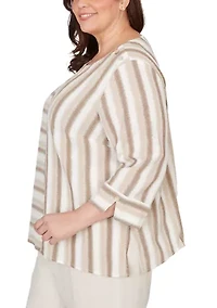 Plus Natural Wonder Spliced Stripe Top