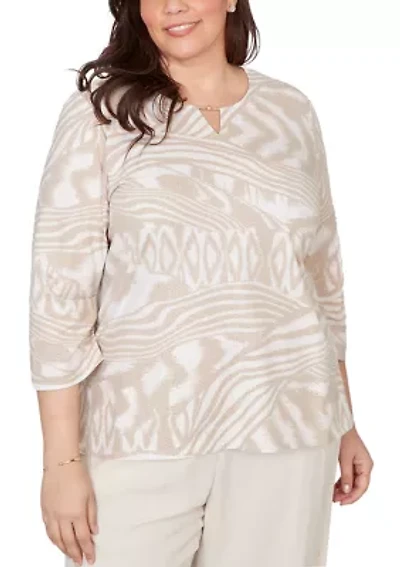 Plus Natural Wonder Animal Skin Top