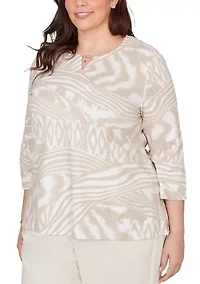Plus Natural Wonder Animal Skin Top