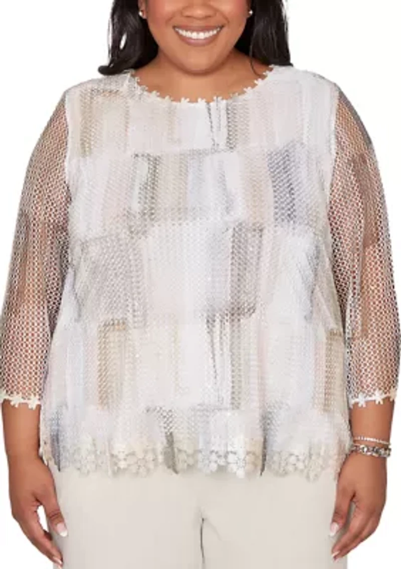 Plus Natural Wonder Brushstrokes Top
