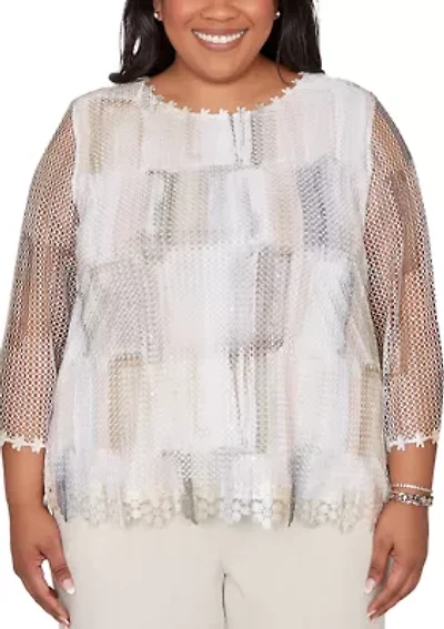 Plus Natural Wonder Brushstrokes Top