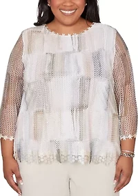 Plus Natural Wonder Brushstrokes Top